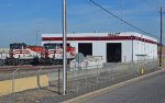 MET 2000 & 2001 sit in front of the Modesto & Empire Traction Co. locomotive shop